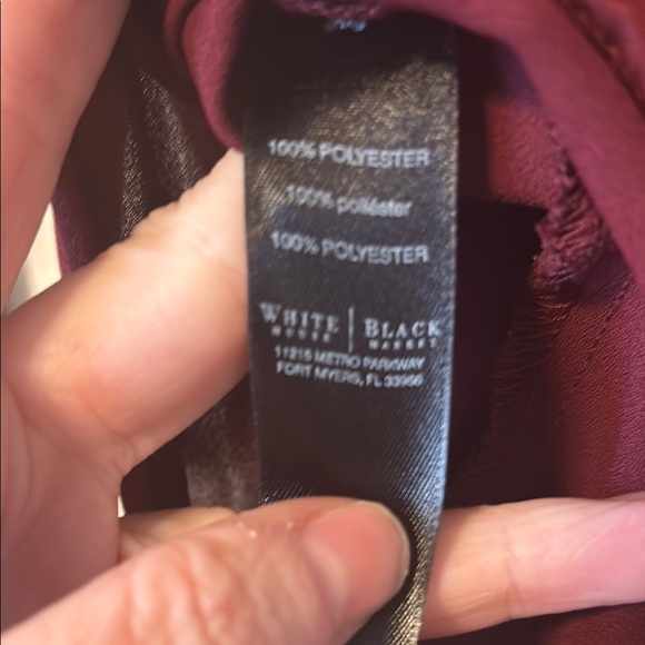 White House Black Market Red Long Sleeve Buttoned Blouse - Picture 6 of 6